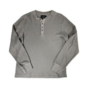 Modern Culture Mens Grey Waffle Knit Henley Long Sleeve Thermal Shirt Size M